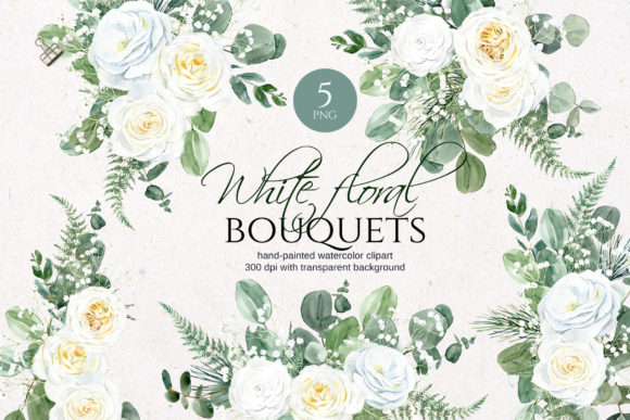 Beautiful Watercolor Floral Bouquets with Roses