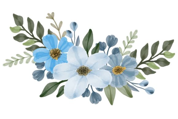 Blue Watercolor Floral Arrangement: A Versatile and Elegant Design Choice