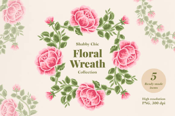 Capturing Elegance with the Peony Floral and Leaf Wreath Collection