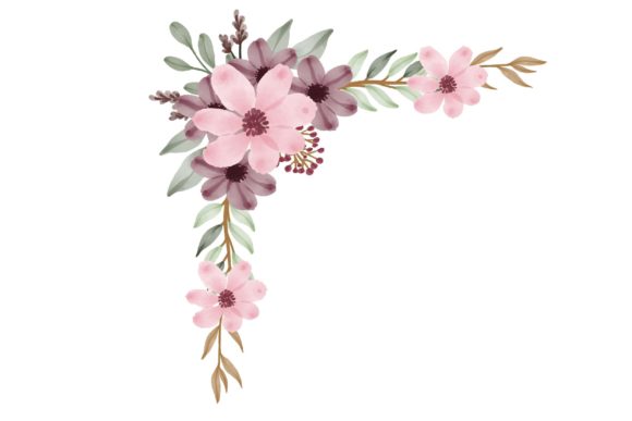 Charming Dusty Pink Watercolor Floral Frame