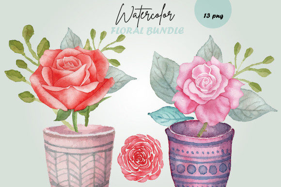 Discover the Watercolor Floral Bundle with Tub Clipart