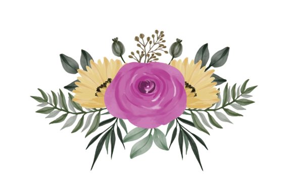 Pink and Yellow Watercolor Floral Frame