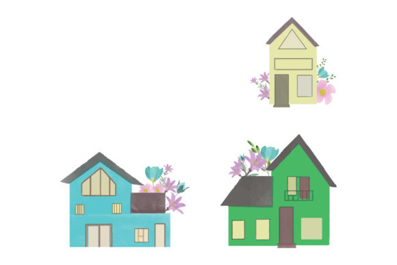 Watercolor Floral House Set: A Versatile and High-Quality Design Resource